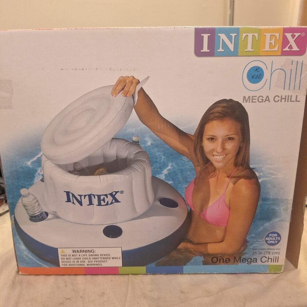 Intex Mega Chill 31″ Floating Cooler – Fits ~24 12oz Cans + Ice - 5 Cupholders!